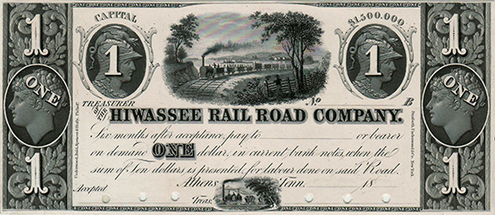 $1 Hiwassee RR scrip, Proof